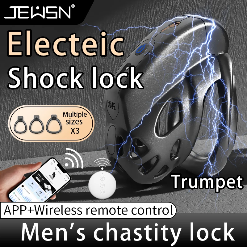 Penis Cage Electric Shock Chastity Lock For Men Gay with 3 Active Rings