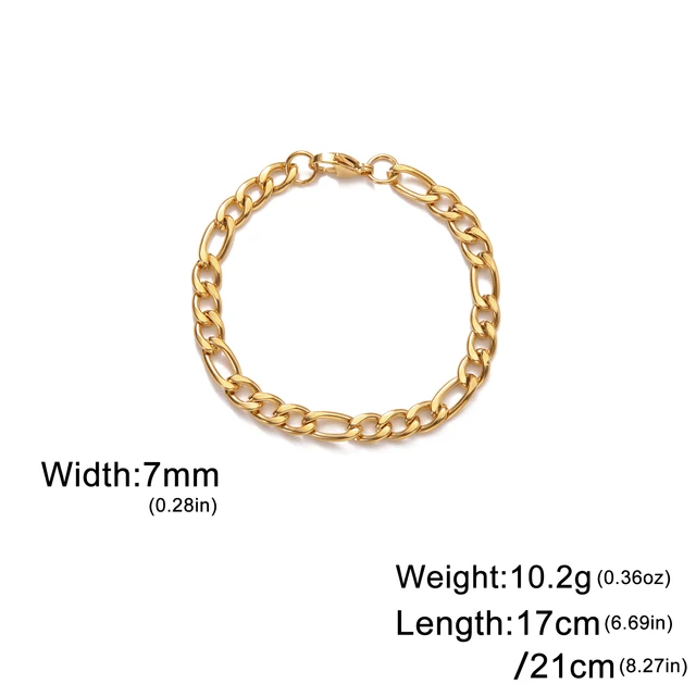 Lucktune bracelet chaine argent homme bracelet aciers inoxydables figaro Figaro chaîne Bracelet pour hommes femmes acier inoxydable largeur 3-10 MM Bracelets Punk bijoux Couple cadeau Pulsera Hombre nouveau