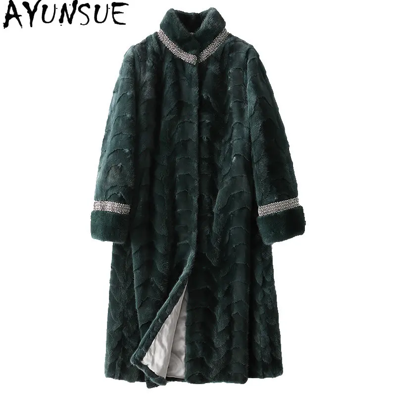 Ayunsue Cappotto Di Visone Abbigliamento Donna Cappotti Di Vera Pelliccia Giacca Di Pelliccia Di Visone Lunga Invernale Di Lusso Per Le Donne Capispal