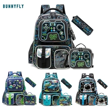 School Bags for Primary Children 3 in 1 School Bag Child with Lunch Bag Kids Book Bag for Boys Girls Kawaii Backpack 1