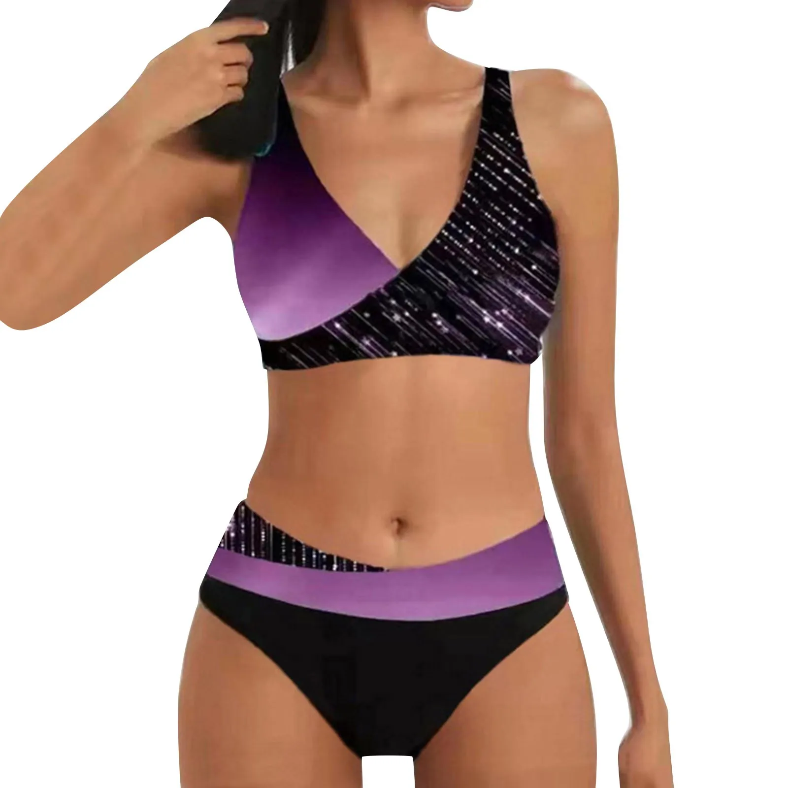 

Новинка 2024, женский купальный костюм с бюстгальтером, блестящее Бразильское бикини, сексуальное бикини с высокой талией, женский купальник, пляжная одежда для плавания