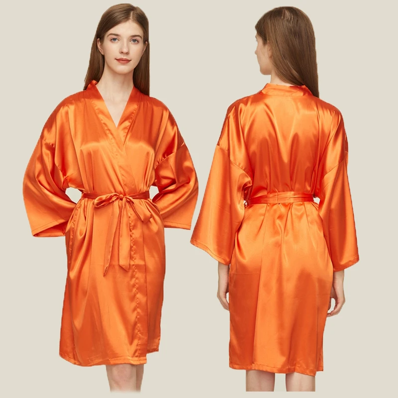 Bridesmaid Robes Silk Robe Bride Robe Short Satin Women Wedding Bathrobe Sleepwear Dressing Gown Plus Size 32-Color