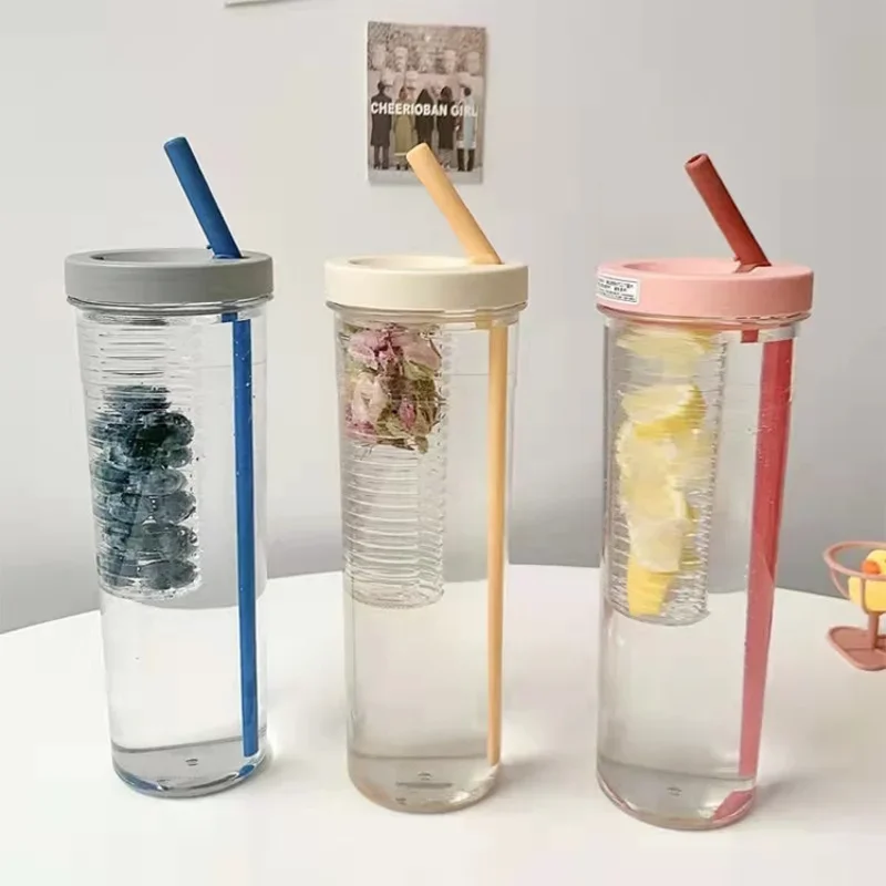 Plastic Water bottle, Teacup With Infuser and straw