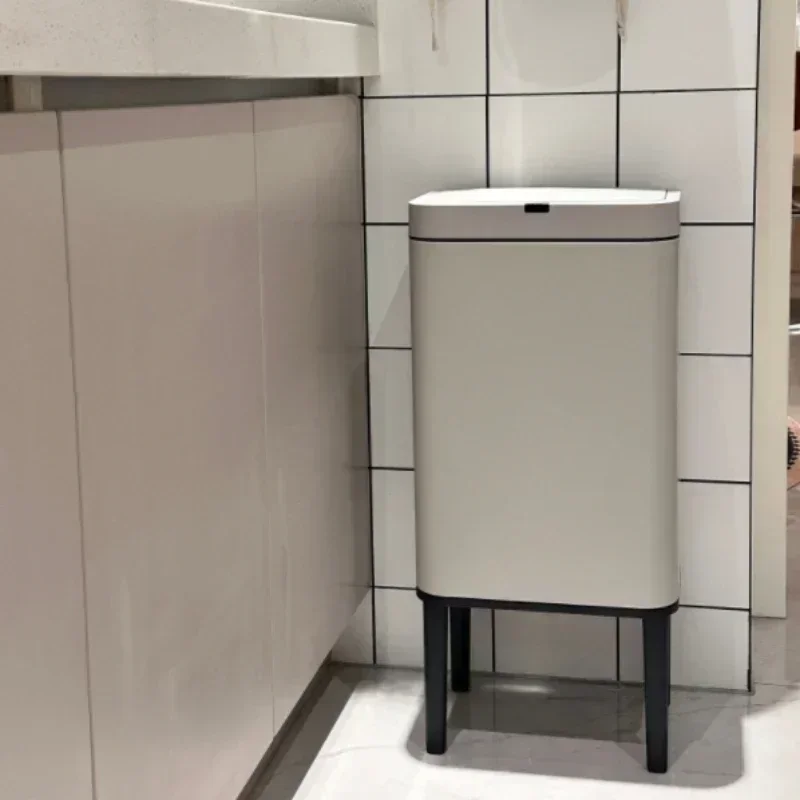 스마트 센서 쓰레기통 20L 주방 욕실 화장실 스테인레스 스틸 대용량 쓰레기 뚜껑이있는 높은 발 휴지통