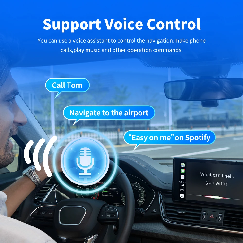 Carplay Android Auto Wireless Adapter for Toyota Mazda Nissan Camry Suzuki Subaru Citroen Audi Mercedes Kia Ford Opel Spotify BT