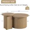 Set of 2 Coffee Tables, Round Coffees Tables Living Room, Wood Table Set, Sofa Side Living Room Bedroom Coffee Table 2