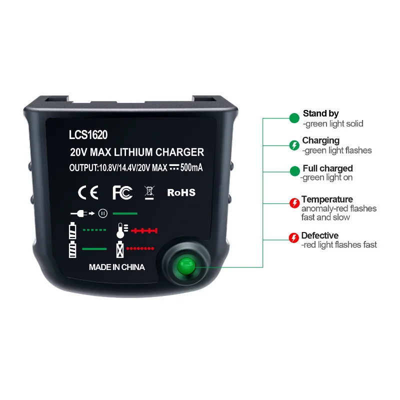 Carregador de Bateria Li-ion para Black & Decker 10.8v 14.4v 20v Série Lbxr20 Lb20 Lbx20 Lbx4020 Furadeira Elétrica Ferramenta de Fenda - Image 4