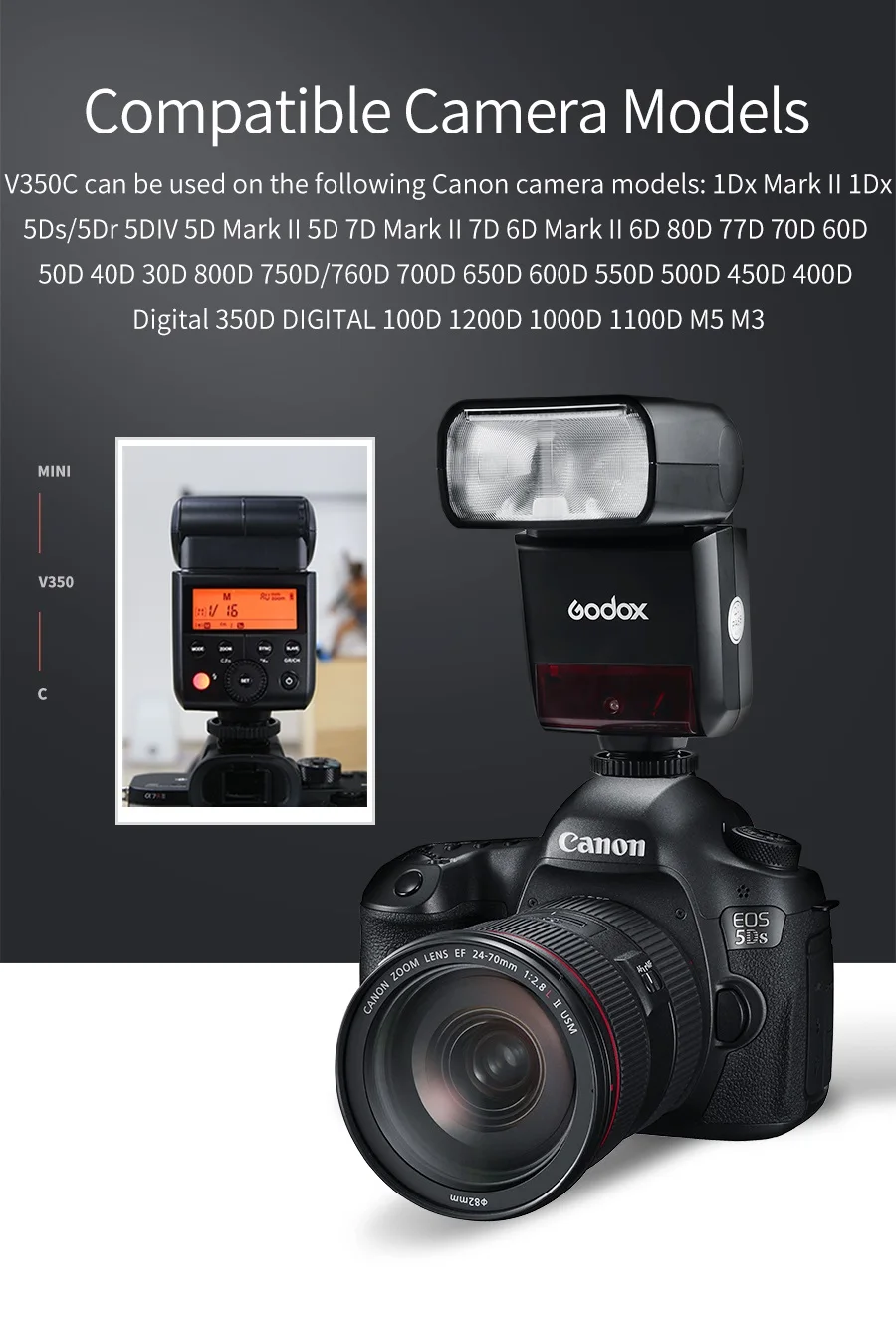 Godox V350C V350N V350S V350F V350O TTL HSS Camera Speedlite Flash Built-in Lith
