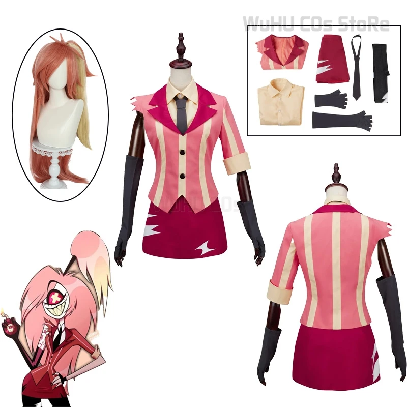 

Hazbin Cartoon Hotel Cherri Bomb Costume Vaggie Cosplay Costume Gloves Suits Anime Wig Women Roleplay Fantasia Outfit Halloween