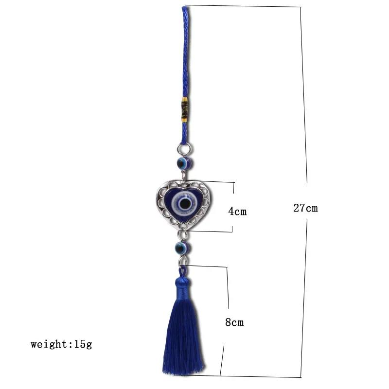 Evil Eye Protection Tassel Crystals Feng Shui Car Room Decor Turkish Blue Eye Retro Glass Pendant Home Decor Gift