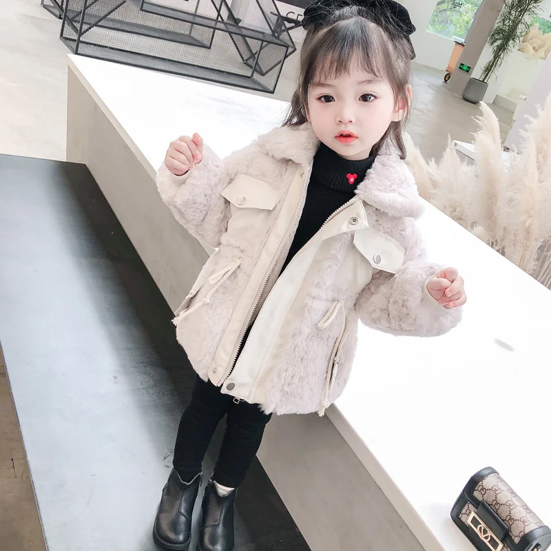 

Girls Coat Jacket Winter Cotton Windbreak 2023 Plush Warm Plus Thicken Velvet Teenagers Sport Gift Children's Clothing