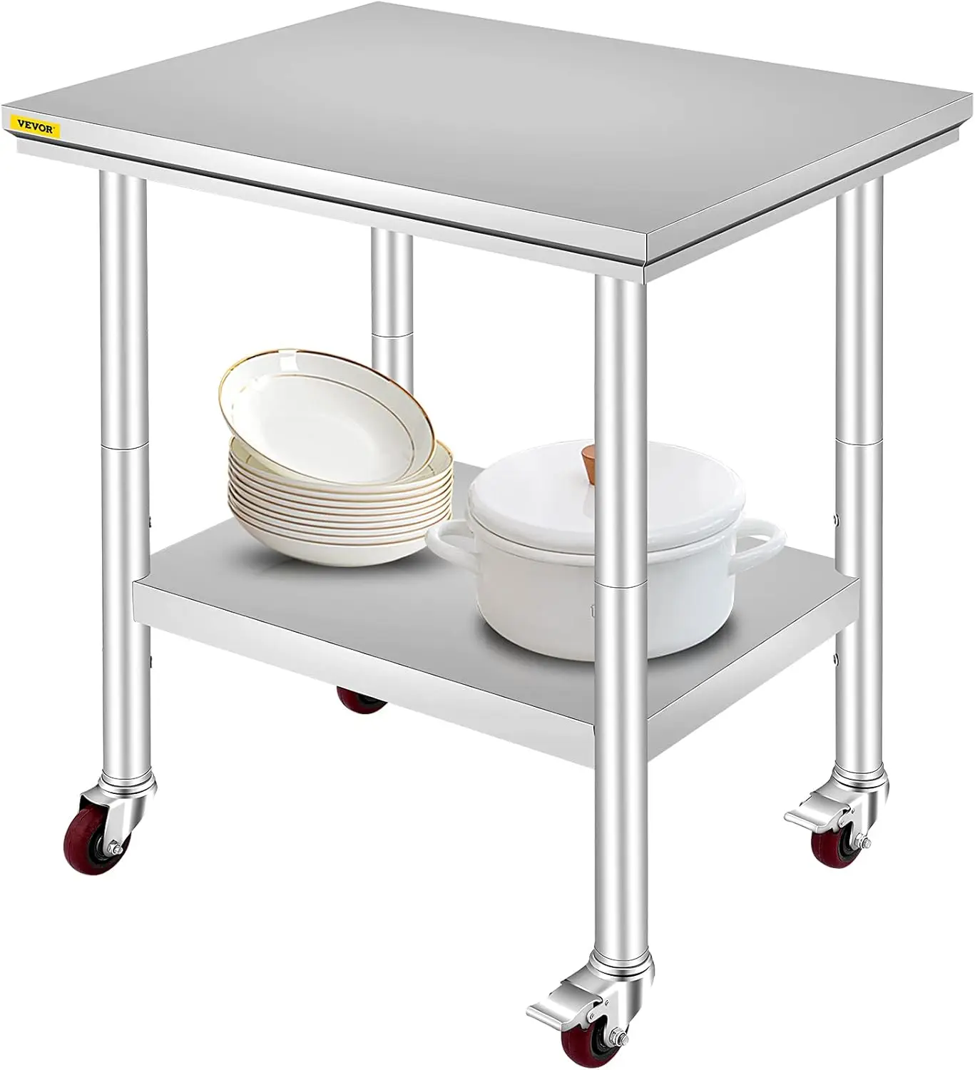 Portable Dishwasher Countertop with 5L Built-in Water Tank & Mophorn Stainless Steel Work Table with Wheels 24 x 30 x 32 Inch