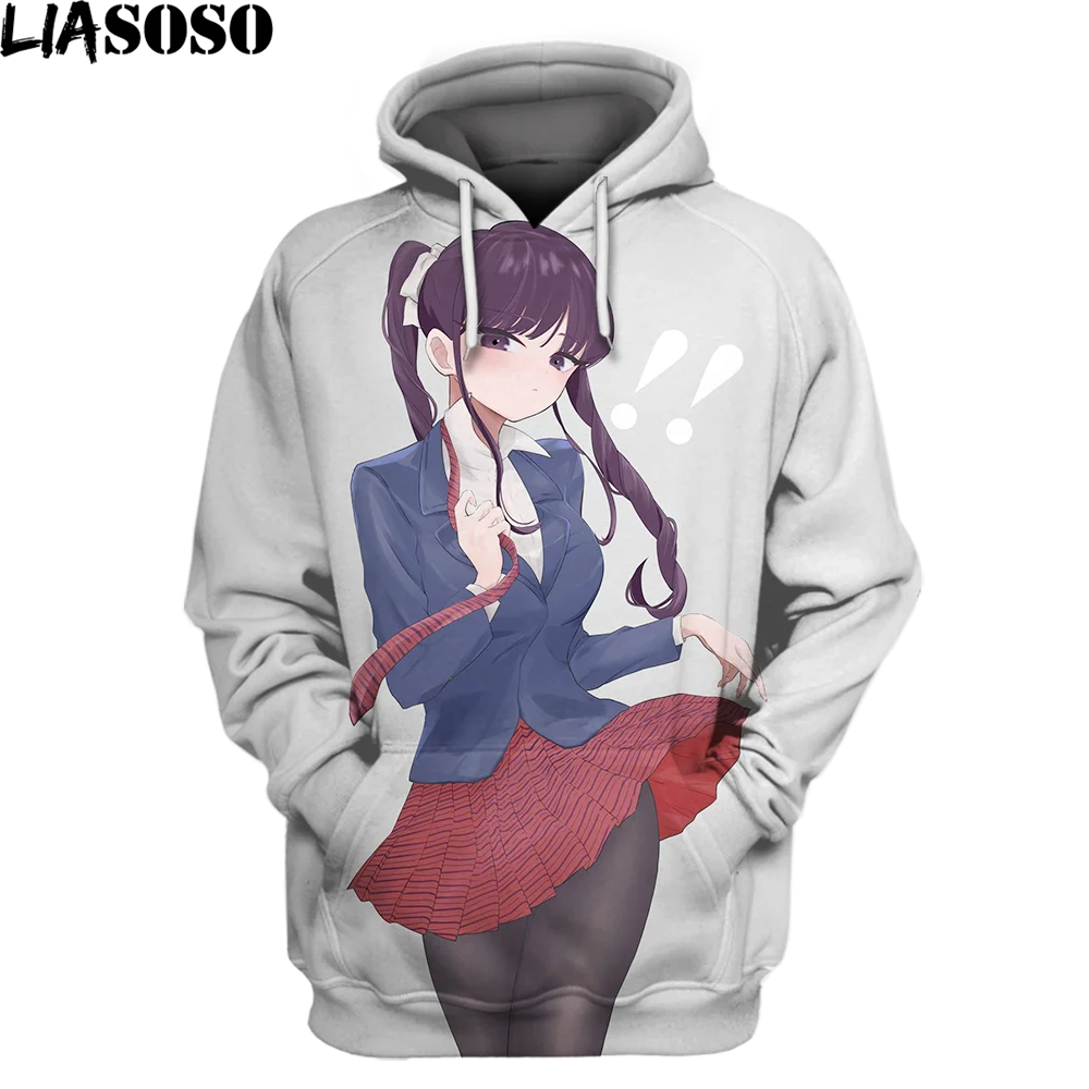 LIASOSO 3D Print Hoodie Preppy Anime Girls Sweatshirt Casual Komi