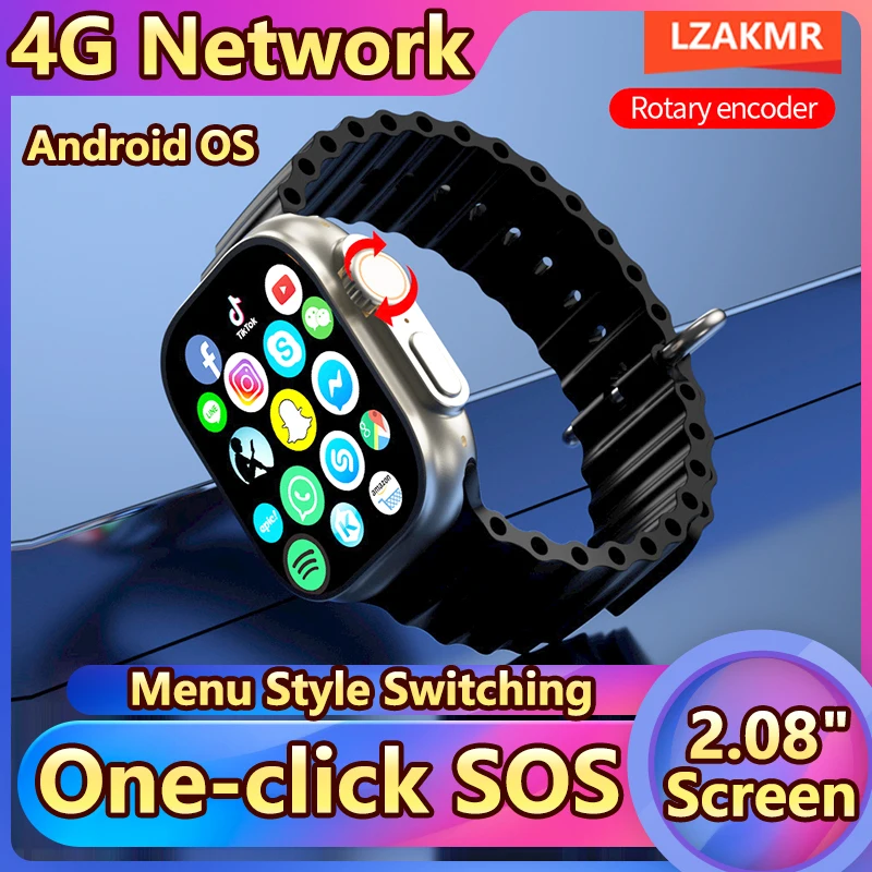 NOVO 4G Net 64G Rom GS29 Smart Watch Android OS Tela Cheia GPS Mapa Cartão SIM Chamada Fitness