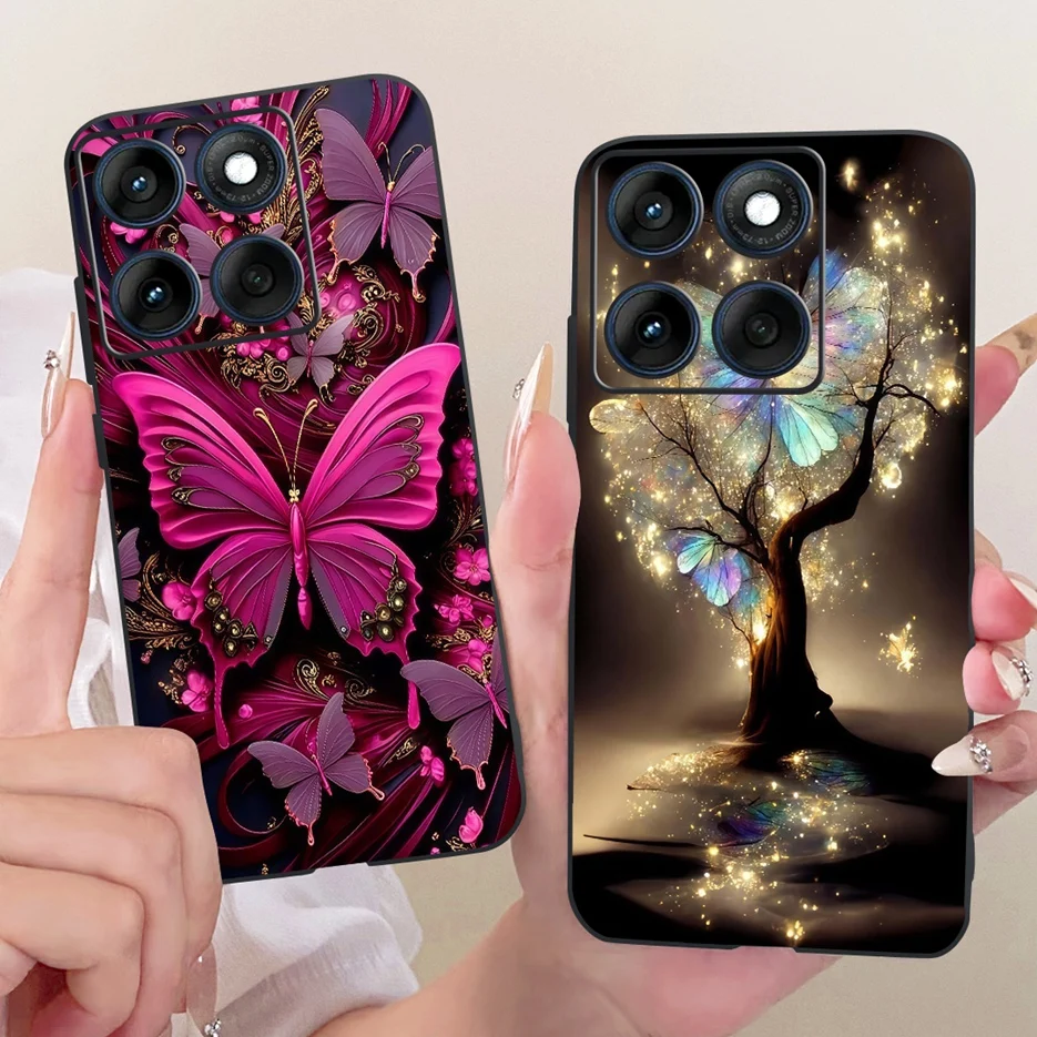 Luxury Butterfly Tree Painted Silicone Case for Motorola Edge 60 Series