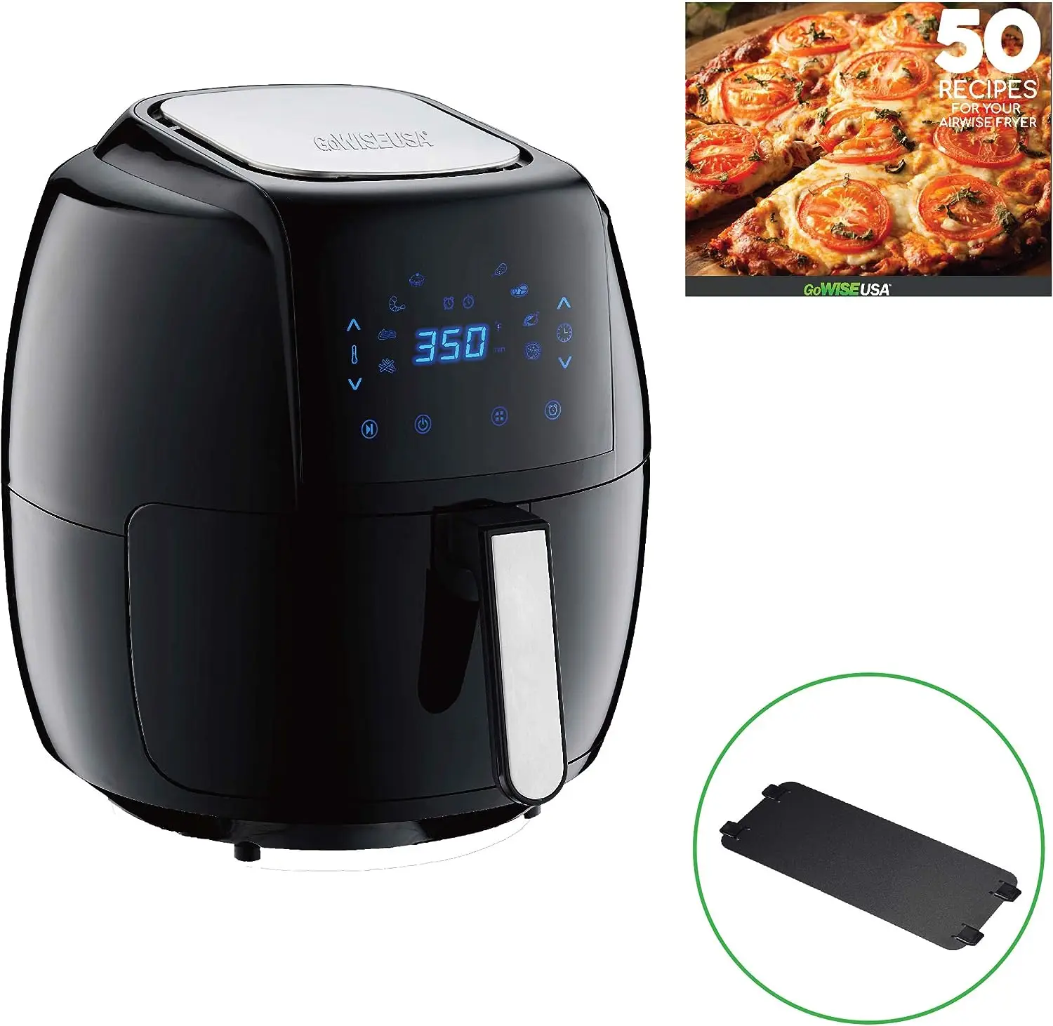 

Digital Air Fryer with Recipe Book, 7.0-Qt, Black & USA 1700-Watt 5.8-QT 8-in-1 Digital Air Fryer with Recipe Book, Black Air fr