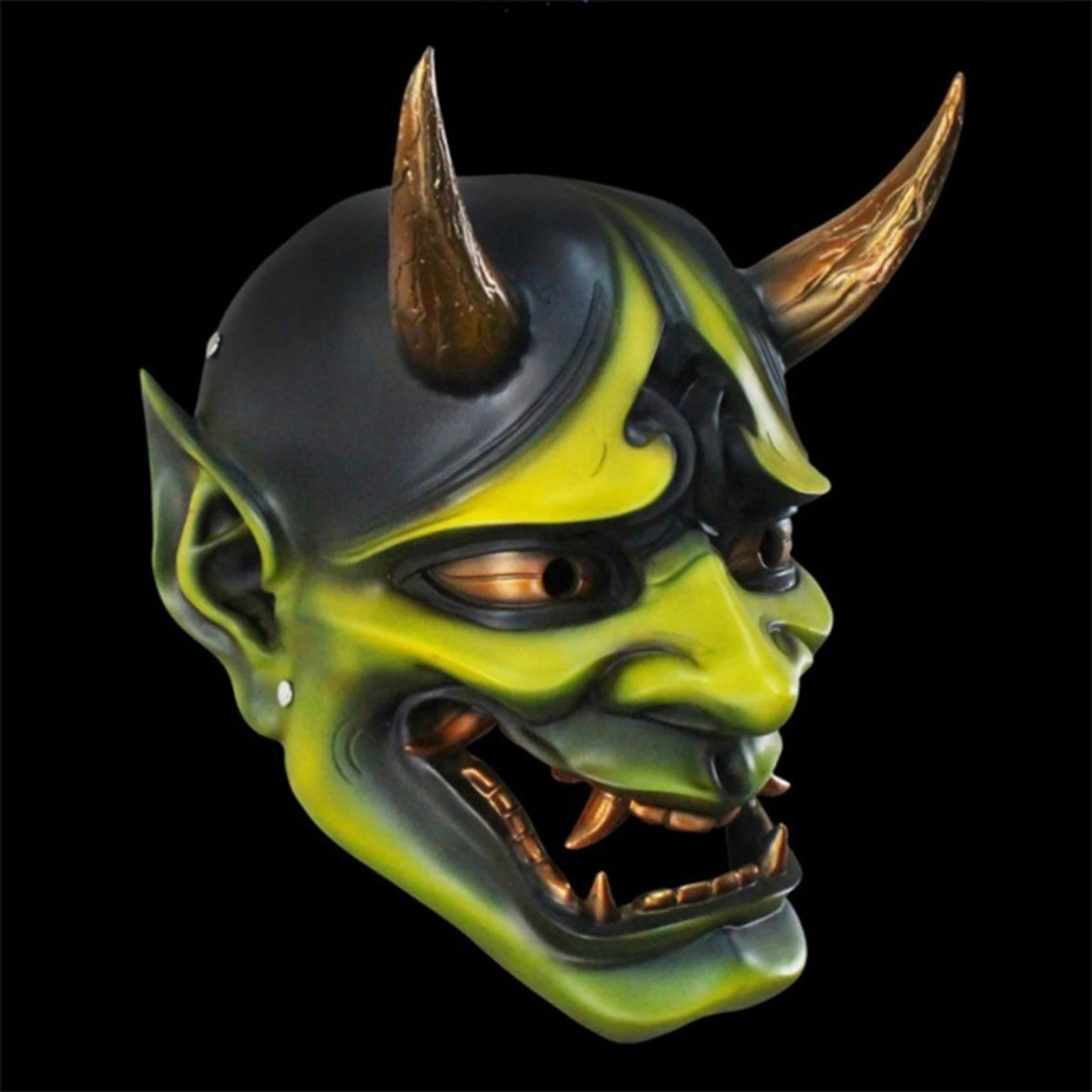 Japanese Ghost Hannyase Halloween Masquerade Cosplay Party Horror Ghost Horns Mask Women Men Samurai Noh Kabuki Makeup Prop Mask