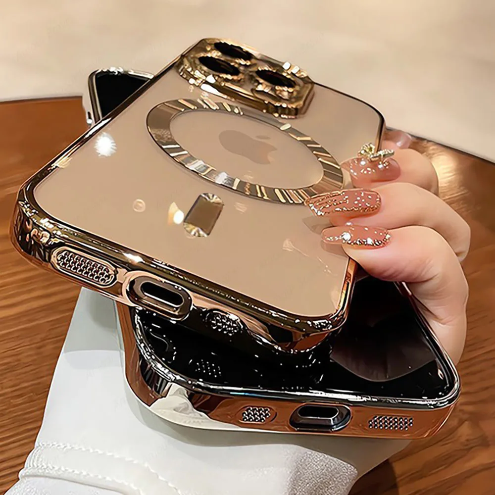 Premium Desert Gold Phone Case with MagSafe and Magnetic Lens Protector - Soft Clear Cover