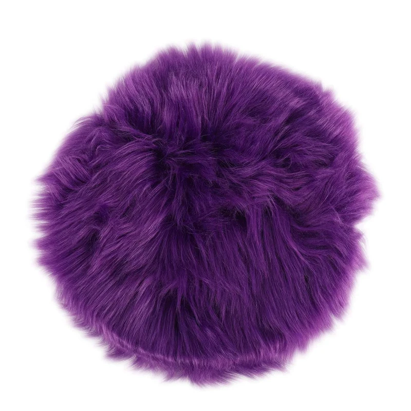 

2X Faux Sheepskin Wool Carpet 30 X 30 Cm Soft Longhair Decorative Carpet Cushion Chair Sofa Mat (Round Purple)