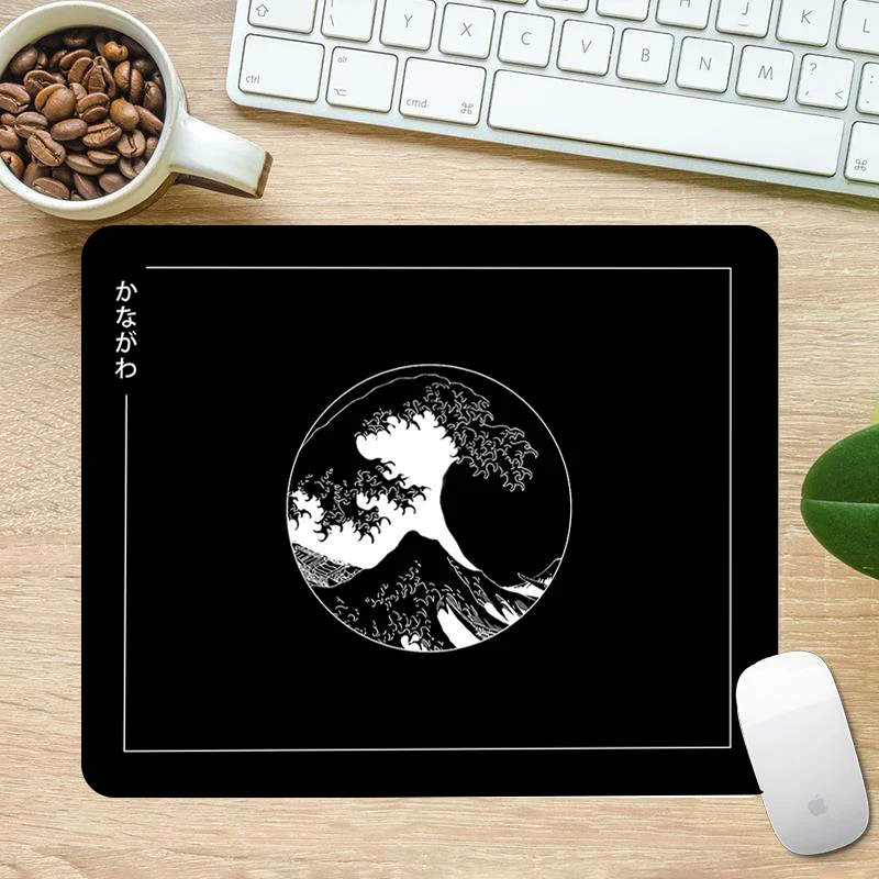 

Japanese waves Art Small Mouse Pad Cartoon Cute rug Green 180x220mm Gamer Cabinet Keyboard Desk Mat Computer Gaming Mousepad