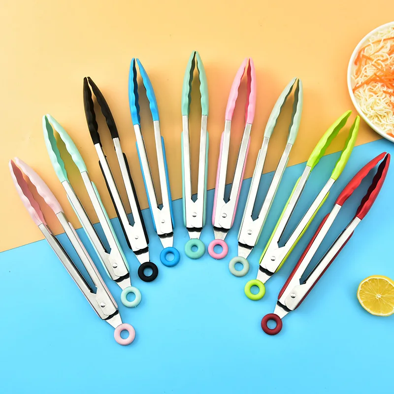 Silicone Clips Bread Barbecue Tools Tongs Steak Clip Food Clips BBQ Cooking Baking Salad Kitchen Accessories 9 inches food tongs kitchen utensils set