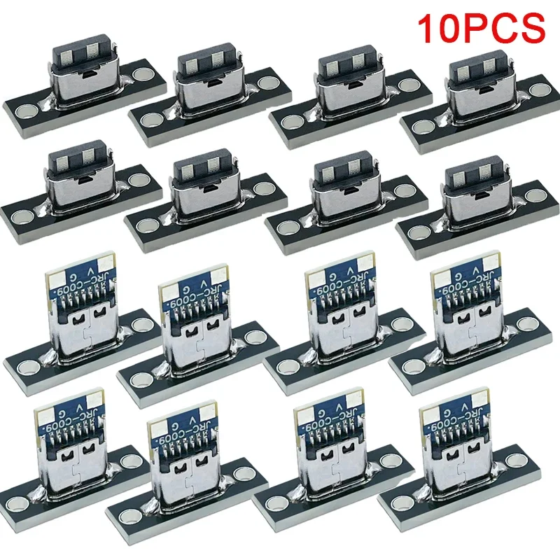 Type C Connector 10 Pcs USB 3.1 Type C Sockets With Screw Mounting Plate 2-pin 4-pin Female Connector Jacks Charging Port Forward And Reverse