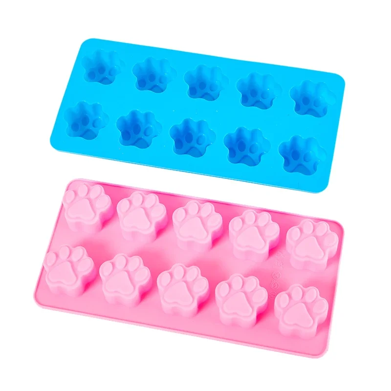 Dog Cat Paw Silicone Cake Molds 10 Cells For Biscuit Jelly Baking Pan Ice Tray Suitable For Making Mousse, Cake, Pastry, Jelly silicone mold