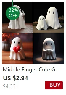 Cute Ghost Statue - Middle Finger Halloween Decor Scary Figurine for Home  Shelf Centerpiece