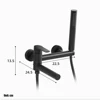 Matte Black Bathtub Shower Faucet Swivel Tub Spout Wall Mounted Bath Mixer Waterfall Bathtub Tap with Handheld Shower Head Crane 5