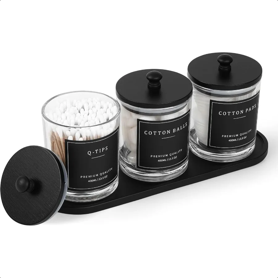 3 Pack Bathroom Qtip Cotton Storage Organizers