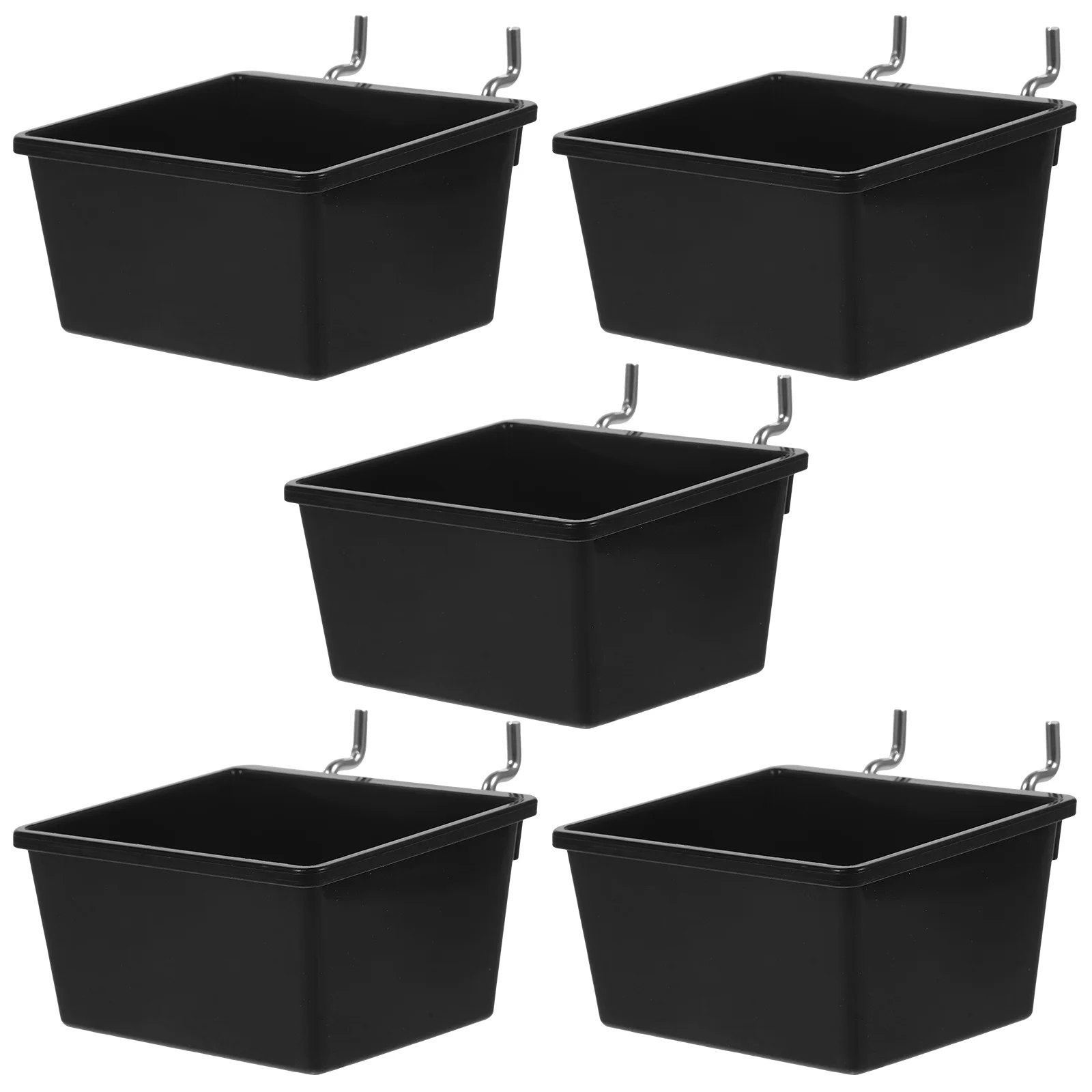 5 Pcs Storage Cubes with Lid Parts Box Peg Board Organizer Accessories Utility Bins Pegboard Basket Black Drawers
