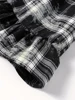 Casual Retro Plaid Women's Dresses Puff Sleeve Turndown Collar Ruffly Short Dresses Women New Fashion Vintage Loose Dress 6