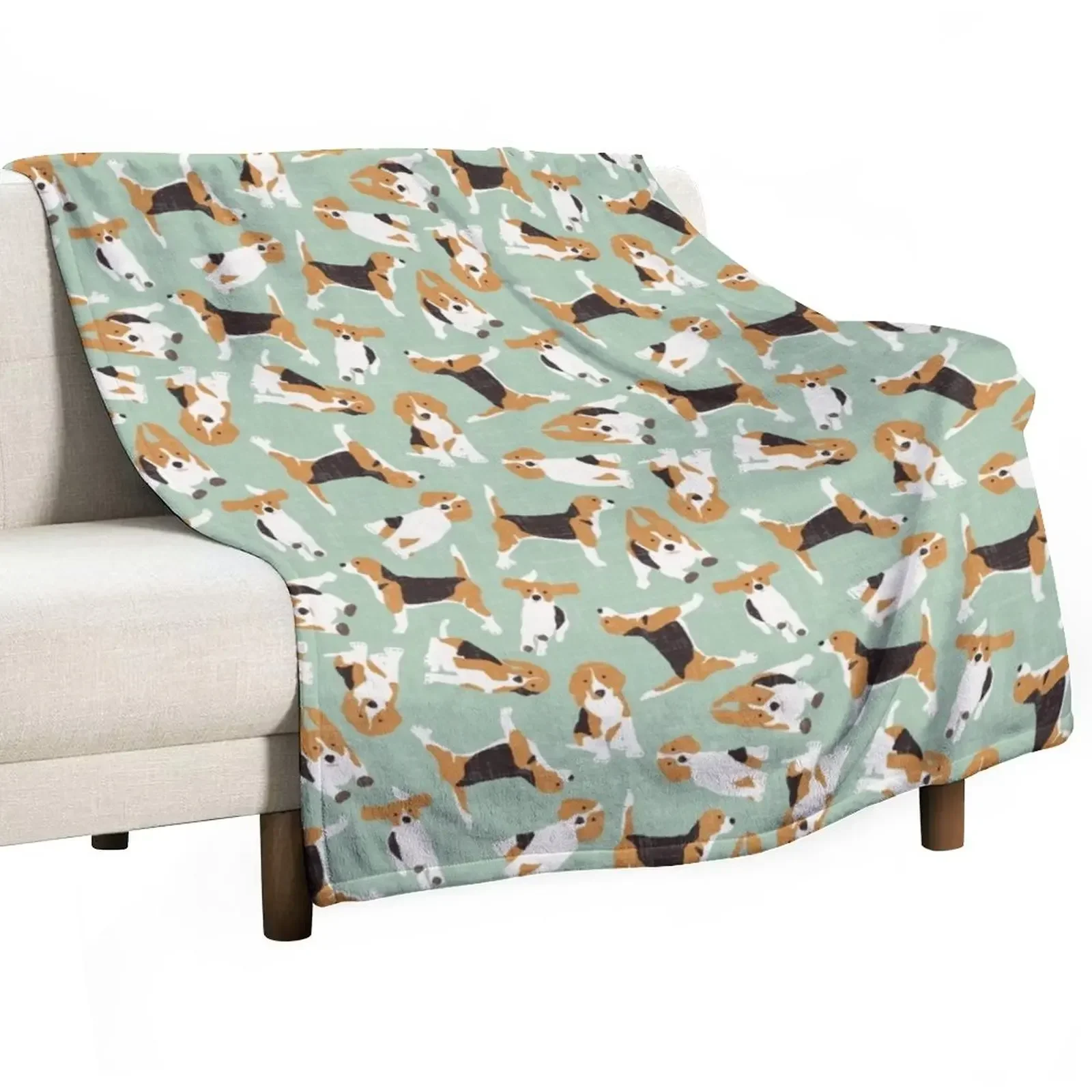 

beagle scatter mint Throw Blanket Thermals For Travel Loose Blankets