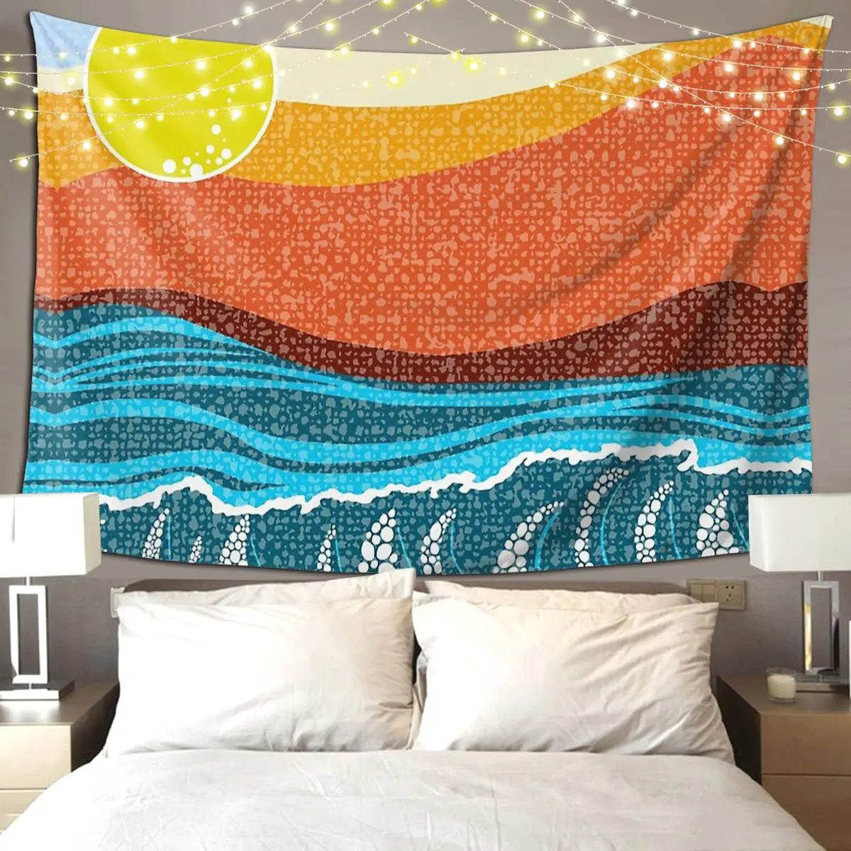 

Sunrise Florida, Surf Art, Retro Art, Waves Tapestry Wall Hanging Aesthetic Home Decor Tapestries for Living Room Bedroom Dorm