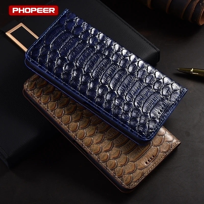 Premium Genuine Leather Flip Wallet Phone Case - Classic Book Style Cover