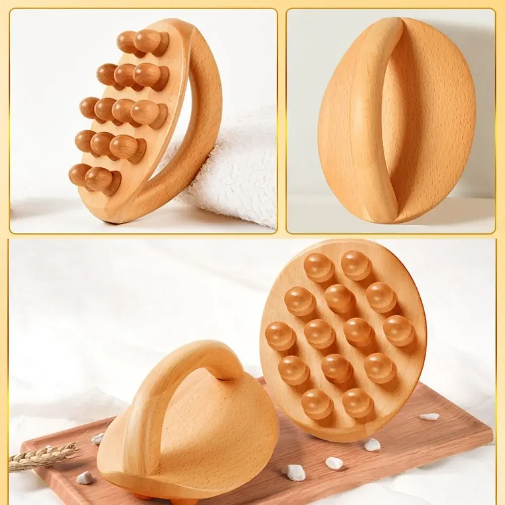 14 Beads Wood Therapy Massage Tools Handheld Design Anti Cellulite Meridian Massager Body Scraping Tool Stress Relief