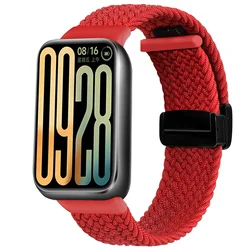Nylon Braided Magnetic Buckle Strap - Adjustable & Breathable Watchband Replacement for Redmi Watch 6 (3 Red)