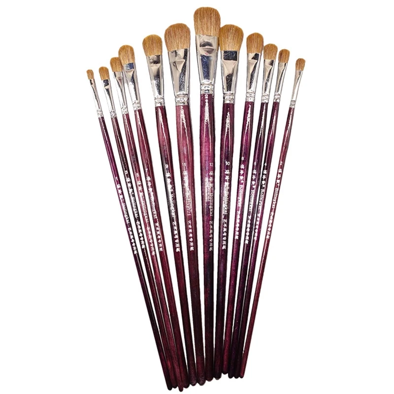 

12PC Paint Brushes Flexible Nylon Brush for Head for Acrylic Painting Oil Waterc
