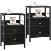 Nightstands Set 2, End Tables with 2 Fabric Drawers, Bedside Tables with Hooks and Shelf, Nightstand 1