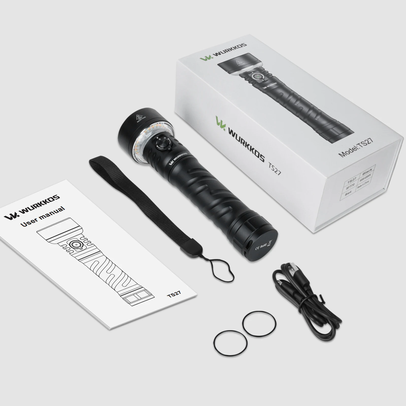 Wurkkos TS27 3200LM super bright flashlight 845M throw RGB lighting Linterna Recargable reverse charging power bank for camping