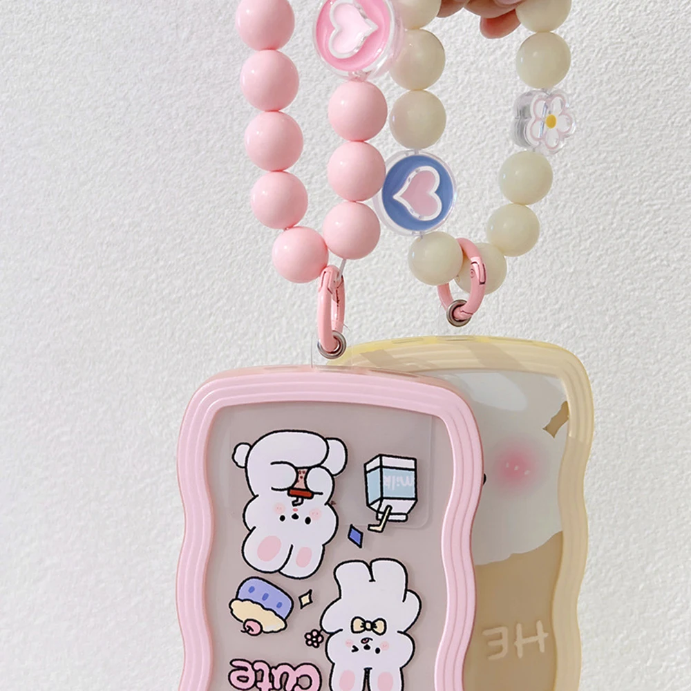 Love Heart Flower 휴대폰 랜야드 짧은 손목 스트랩 팔찌 비즈, 핸드메이드 펜던트, 휴대폰 참, 분실 방지 키체인 코드