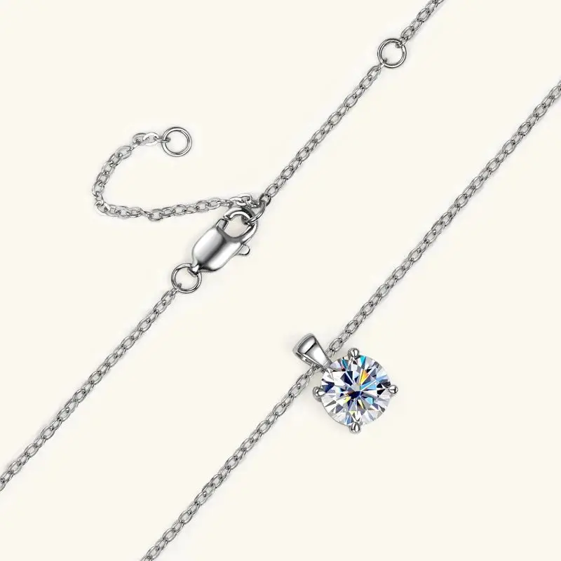 6.5mm 1.0 Carat D Moissanite Solitaire Drop Necklaces 18k Gold Plated Pendant Original Real 925 Silver Chain Jewelry for Women