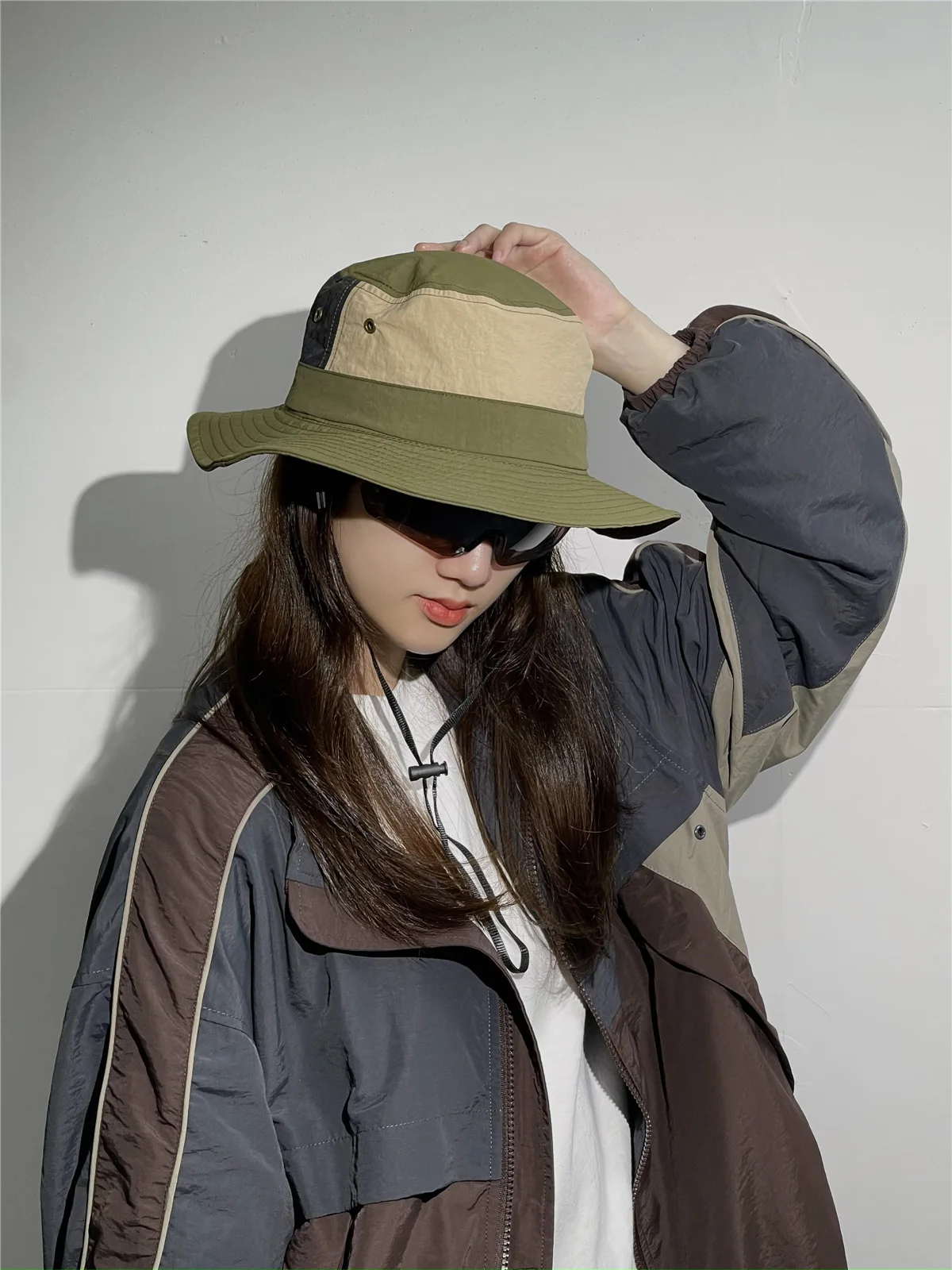 Women Men Japanese Camping Color Block Fisherman Hat Summer Outdoor Windproof Cap Bucket Hats_voghion.com
