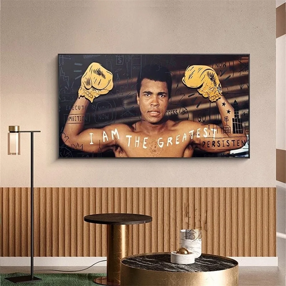 

Muhammad Ali I Am The Greatest Canvas Painting Famous Boxer Poster Print Graffiti Wall Art Inspirational Pictures for Home Decor