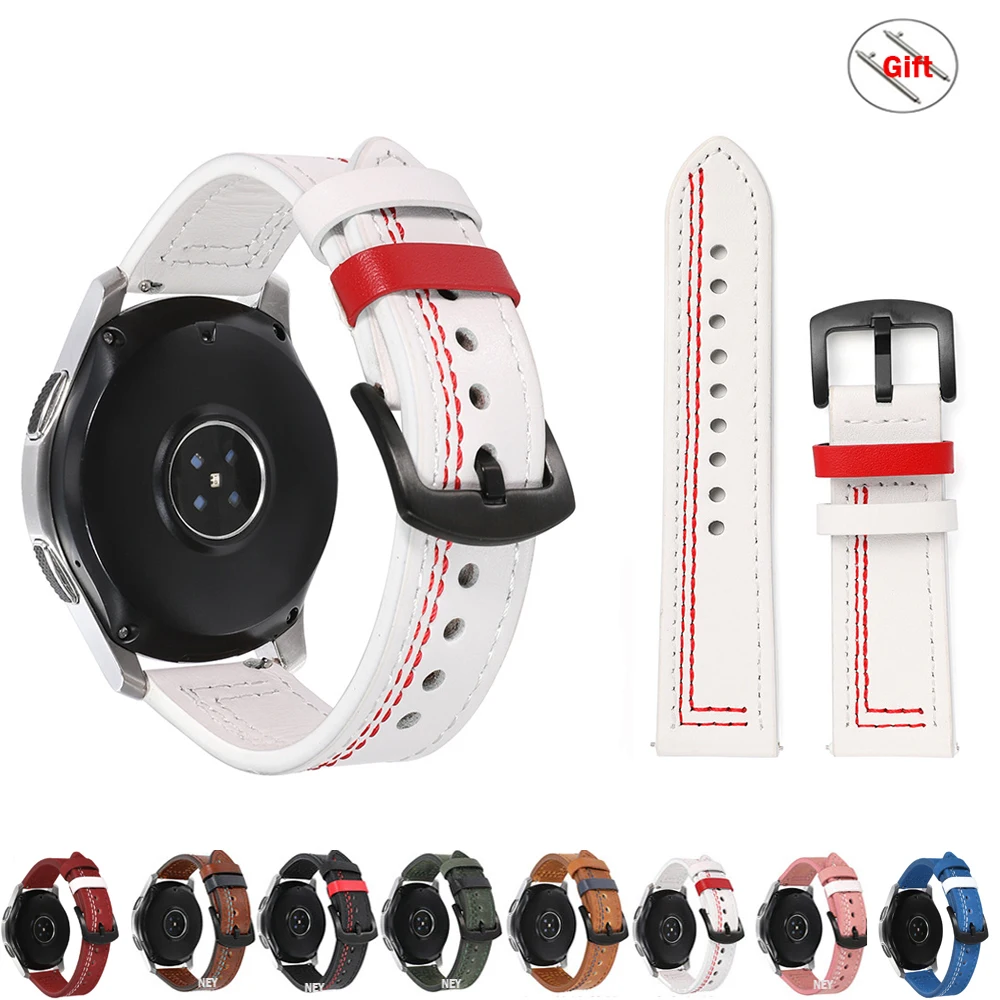 

Leather band 20mm 22mm for Samsung Galaxy watch 4 strap 4classic/5/pro/3/Active 2 bracelet Huawei Watch GT 2/2e/3/pro watchbands