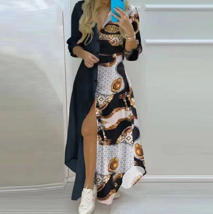 Plus Size Lady Autumn Winter Long Dress Women Long Sleeve Party Casual Dresses Elegant V Neck Vintage Dresses For Women 2024 4