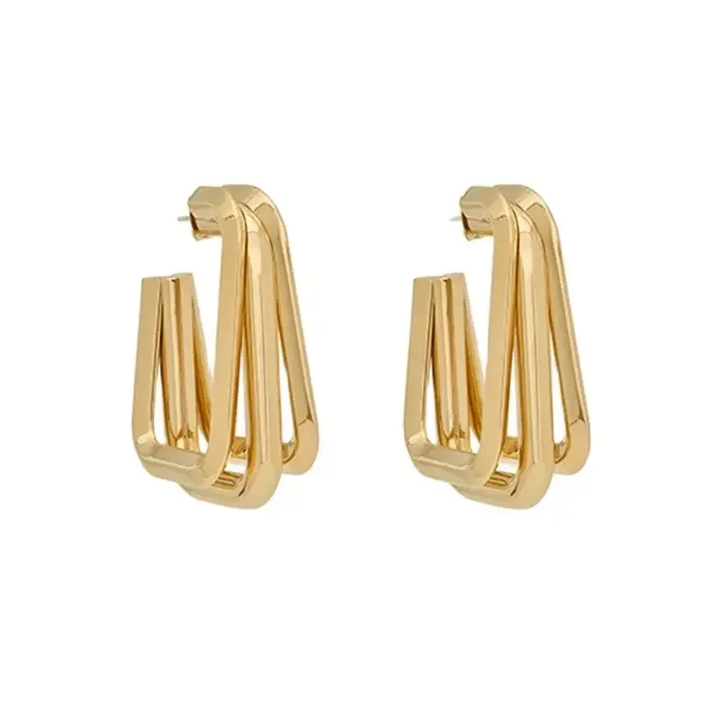 2024 Fashion Brass Gold Plated Geometric Luxury Earrings Women Top Quality Brand Designer Jewelry Trend