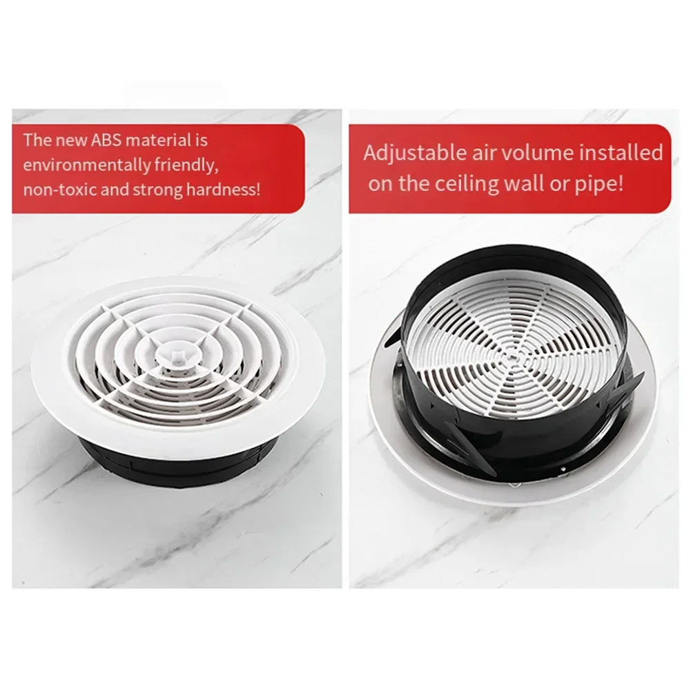 75-200mm Round Adjustable Wall Interior Vent ABS Ventilation Grille Vent Cover 75mm 100mm 125mm 150mm 200mm Grill