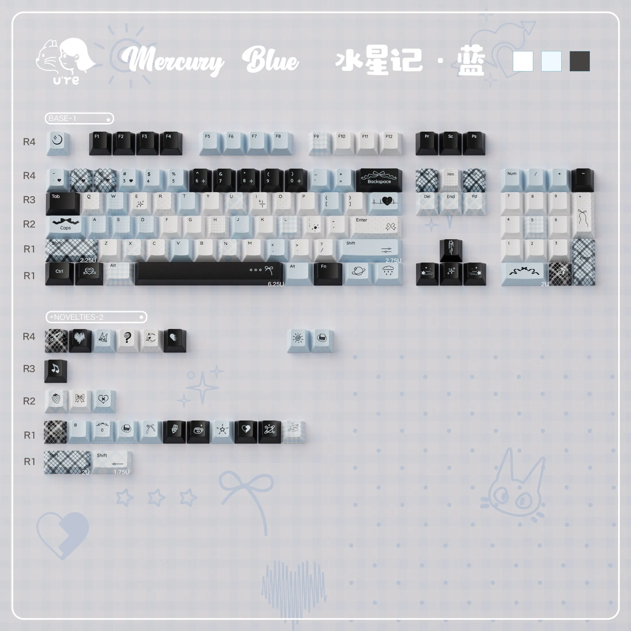 URE Pink Lolita Style Cherry Profile PBT Dye Sublimation Keycaps