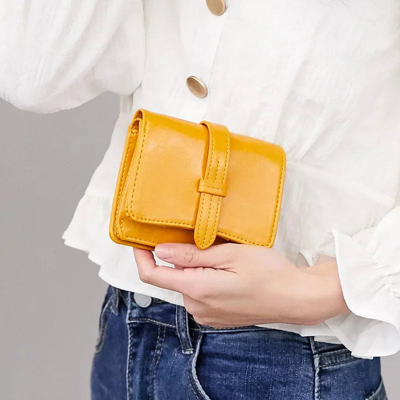 

New Fashion Trend Internet Celebrity All-in-one Solid Color Women's Purse Pull Strap Buckle Coin Bag